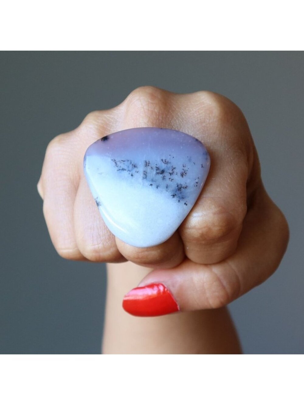 Dendritic Agate Ring Hero Antiqued Bronze Adjustable Purple Oversized Stone Ring